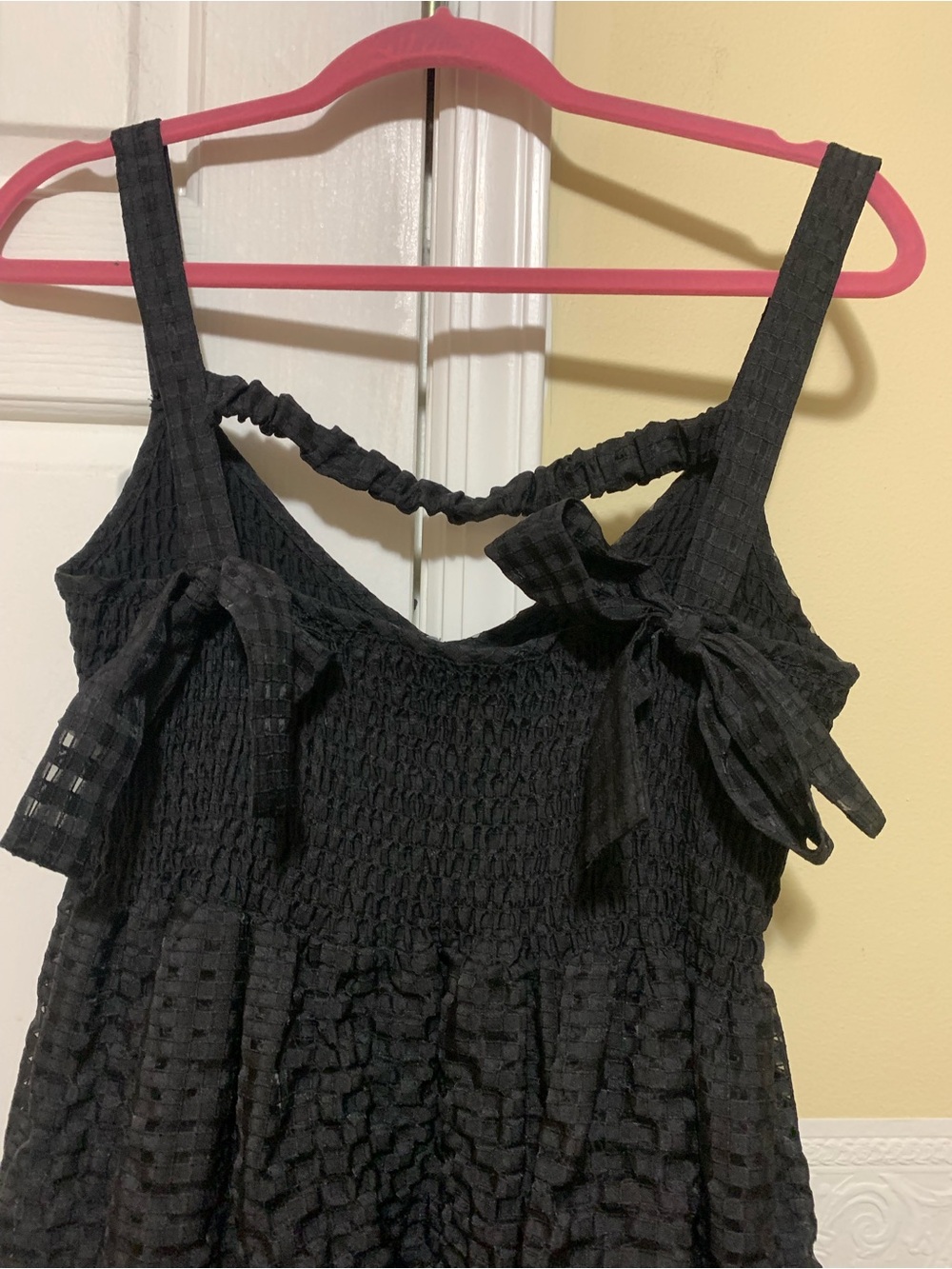 Black Midi Dress Stretch Bodice Square Neck Bowtie Back Woman’s Size 16 NEW - Picture 2 of 13